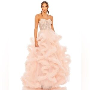 Mac Duggal 20542 NWT Strapless Corset Detail Tulle Layered Gown